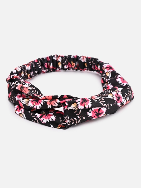 

BuckleUp Women Black & Pink Floral-Print Hairband