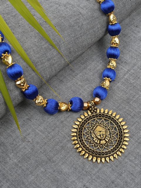 

AKSHARA Blue & Gold Gold-Plated Oxidised Necklace