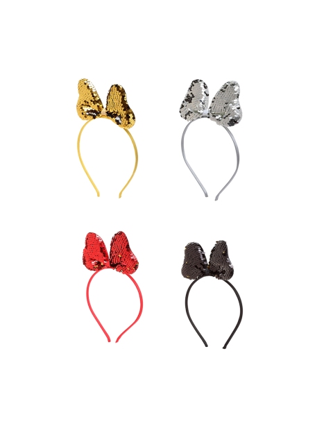 

Stoln Girls Set Of 4 Sequinned Bow Hairband, Red