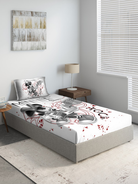 

DDecor Grey & White Printed 150 TC Cotton Single Bedsheet with 1 Pillow Cover