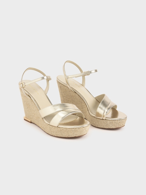 

CHARLES & KEITH Women Gold-Toned Solid Sandals