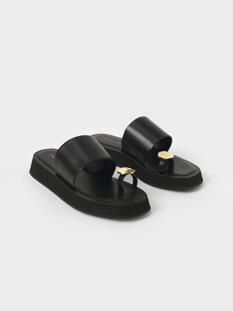 

CHARLES & KEITH Women Black Solid Heels