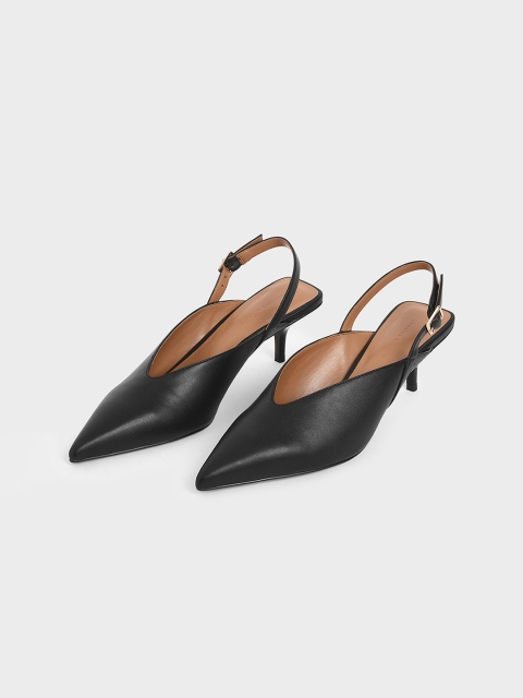 

CHARLES & KEITH Women Black Solid Pumps