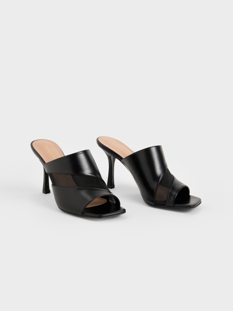

CHARLES & KEITH Women Black Solid Mules