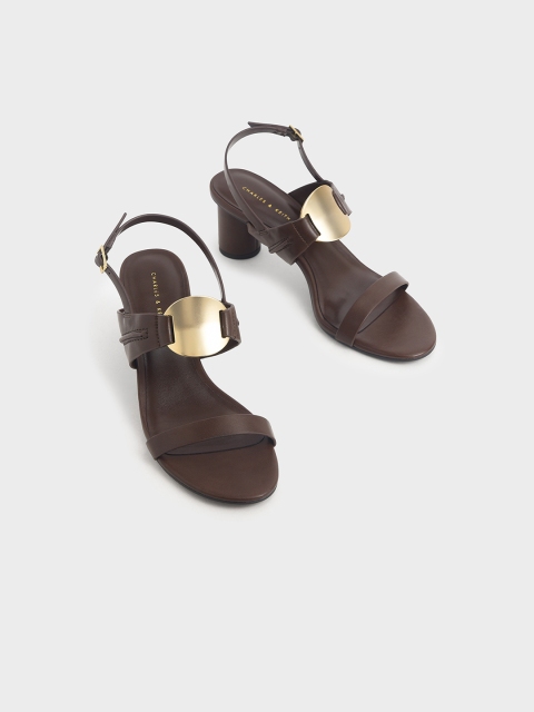 

CHARLES & KEITH Women Brown Textured Sandals