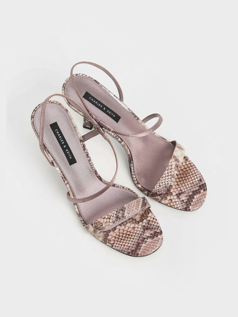 

CHARLES & KEITH Women Beige Textured Heels