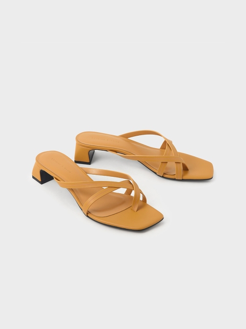 

CHARLES & KEITH Women Mustard Textured Mules