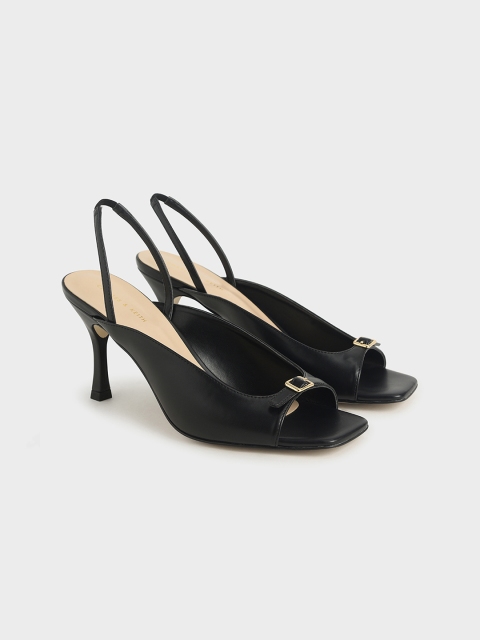 

CHARLES & KEITH Women Black Solid Peep Toes