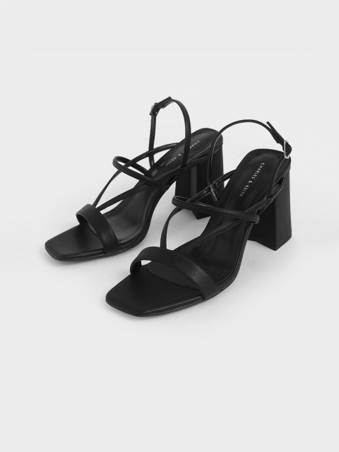 

CHARLES & KEITH Women Black Solid Sandals