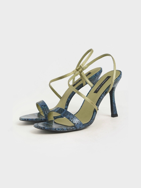 

CHARLES & KEITH Women Blue Animal Textured Heels