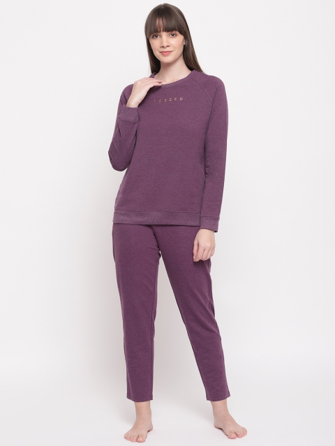 

Enamor Women Purple Solid Night Suit