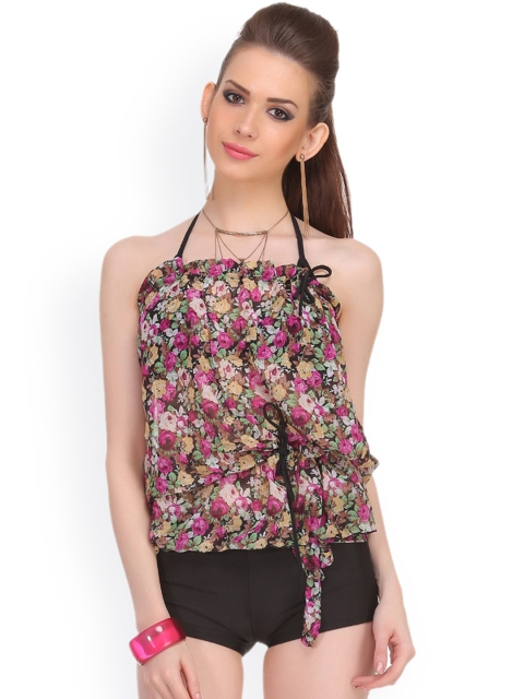 

Clovia Multicoloured Bikini Swimwear with Floral Print Cover-Up SM0033P12S, Multi
