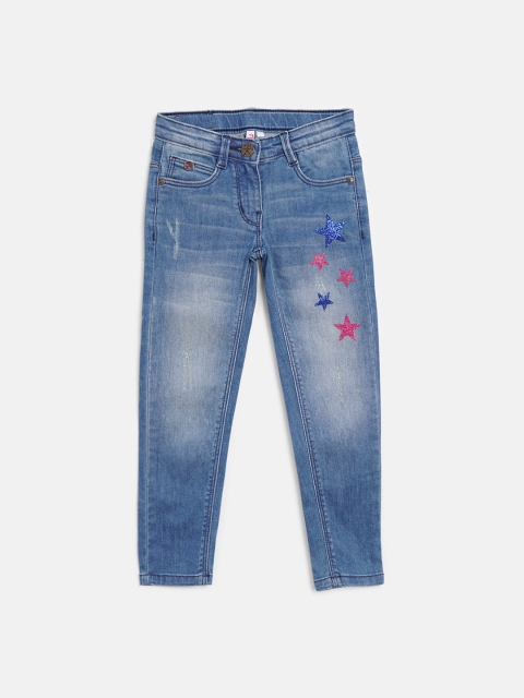 

ELLE Girls Blue Regular Fit Mid-Rise Low Distress Jeans