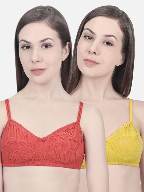 

Innocence Mustard Yellow & Red Pack of 2 Non Padded Minimizer Bra 12373984-1-12363210-1