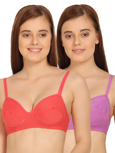 

Innocence Pack Of 2 Solid Everyday Bras, Coral