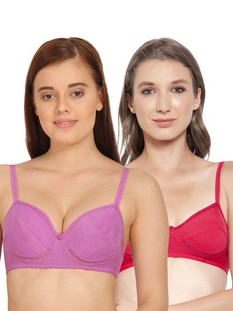 

Innocence Purple & Red Set of 2 Solid Everyday Bra 12782116-1-8505015-1