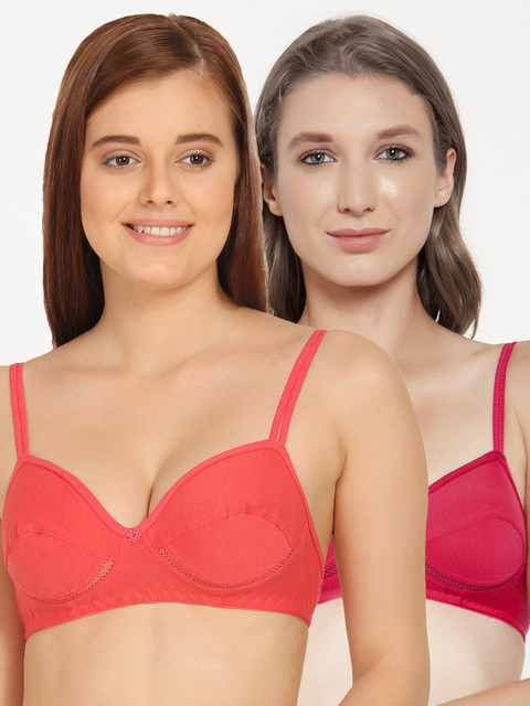 

Innocence Coral Orange & Fuchsia Pack of 2 Non Padded Everyday Bra 8504995-1-12782116-1