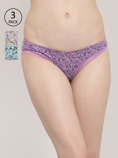

Innocence Women Pack of 3 Assorted Floral Printed Bikini Briefs
