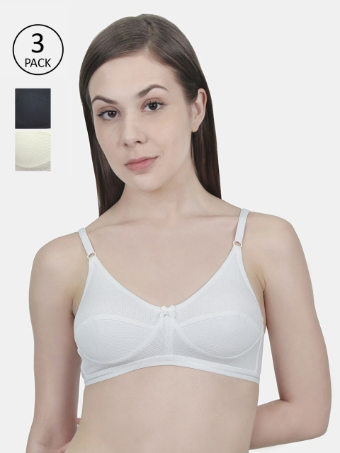 

Innocence Multicoloured Pack of 3 Solid Underwired Non Padded Everyday Bra, Multi