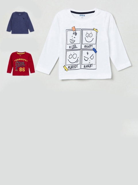 

max Boys Pack of 3 Pure Cotton T-shirts, White