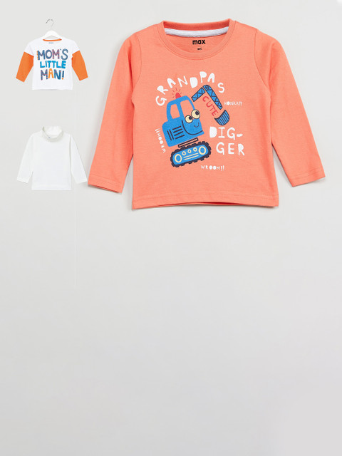 

max Boys Pack Of 3 Printed T-shirts, Orange