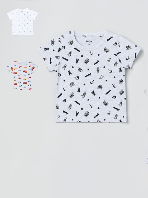 

max Boys White Set of 3 Printed Tshirt