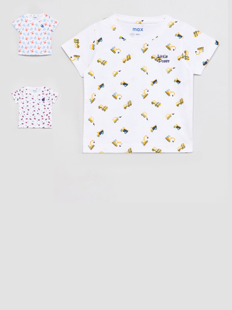 

max Boys Pack of 3 Pure Cotton T-shirts, White