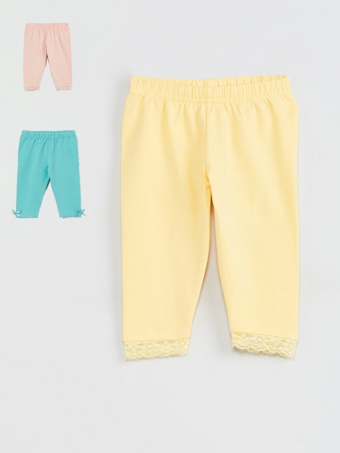 

max Girls Pack Of 3 Solid Leggings, Yellow