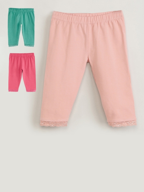 

max Infant Girls Pack Of 3 Leggings, Peach