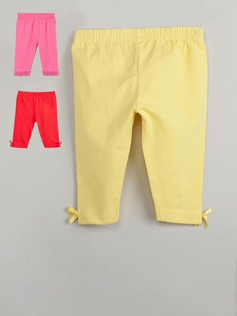 

max Girls Pack of 3 Solid Leggings, Yellow