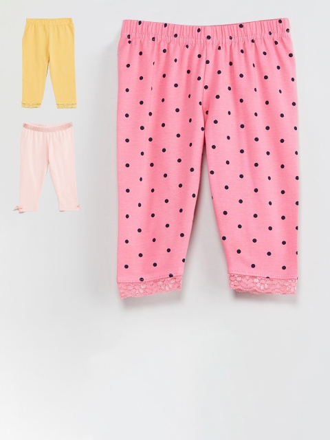 

max Girls Pack Of 3 Printed Ankle-Length Leggings, Yellow