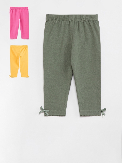 

max Girls Pack Of 3 Solid Leggings, Olive