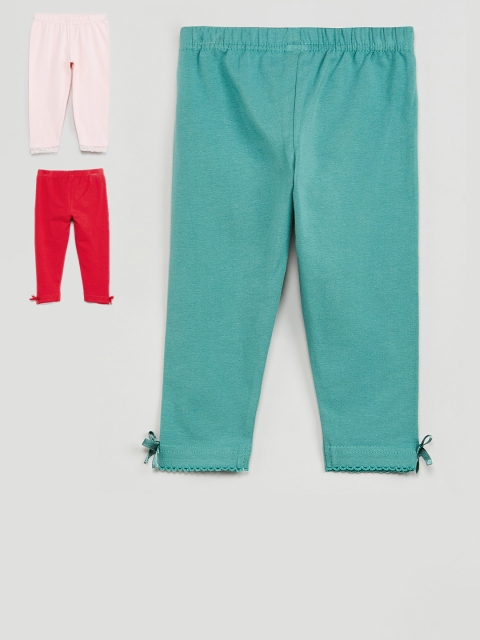 

max Girls Pack Of 3 Solid Leggings, Teal