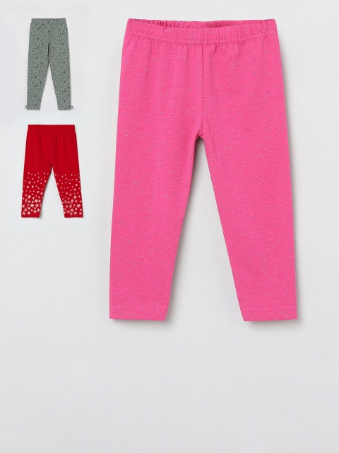 

max Infant Girls Pack Of 3 Leggings, Fuchsia