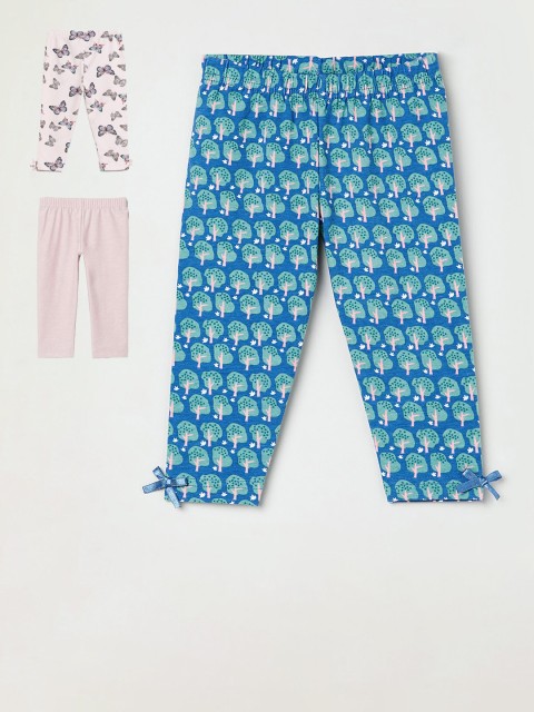 

max Girls Pack Of 3 Printed Leggings, Blue