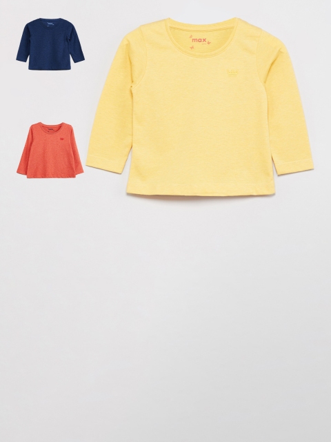 

max Girls Pack Of 3 Solid Top, Yellow