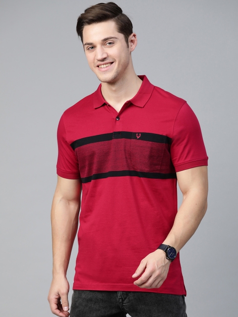 

Allen Solly Sport Men Magenta & Black Self Design Polo Collar T-shirt