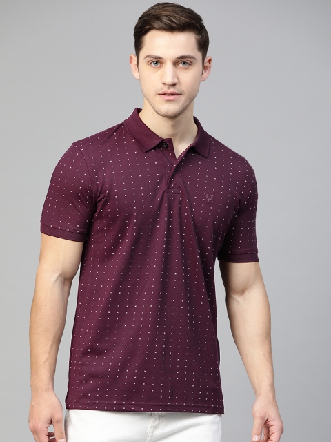 

Allen Solly Men Burgundy Printed Polo Collar T-shirt