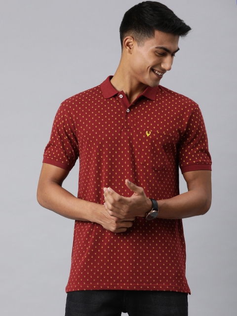 

Allen Solly Sport Men Maroon Printed Pure Cotton Polo Collar Pure Cotton T-shirt