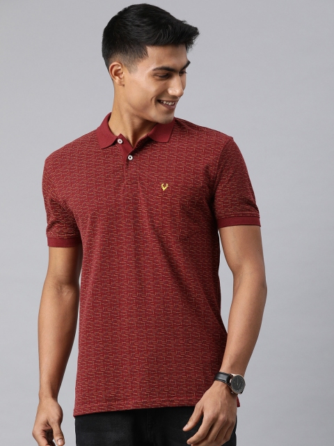 

Allen Solly Sport Men Maroon Printed Polo Collar Pure Cotton T-shirt