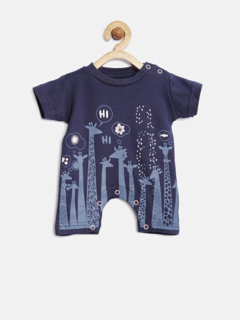 

Gini & Jony Baby Girls Navy Printed Romper, Navy blue