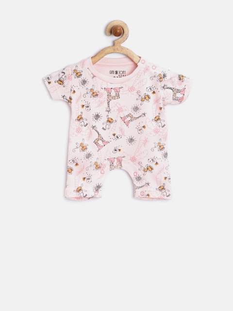

Gini & Jony Girls Pink Printed Romper