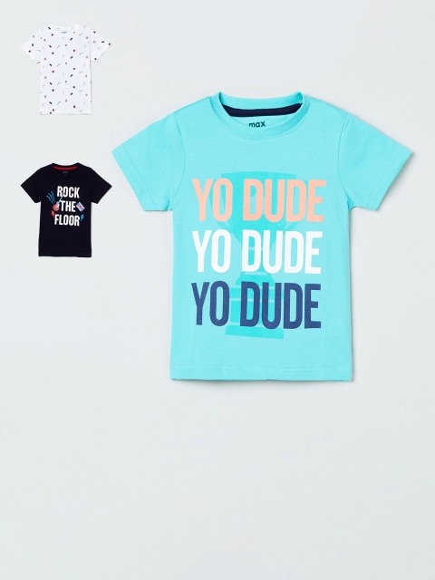 

max Boys Pack of 3 Pure Cotton T-shirts, Navy blue