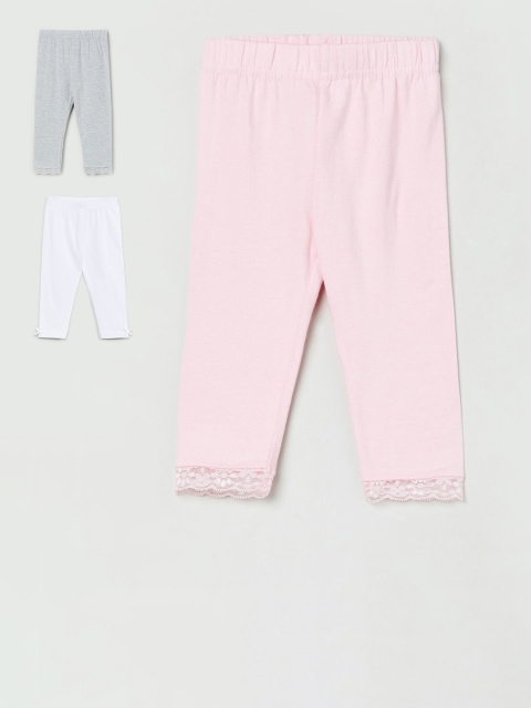 

max Girls Pack Of 3 Solid Leggings, Pink