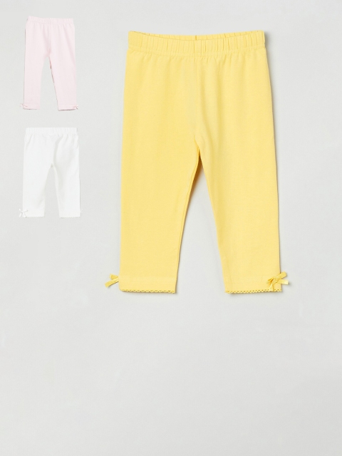 

max Girls Pack Of 3 Solid Leggings, Yellow