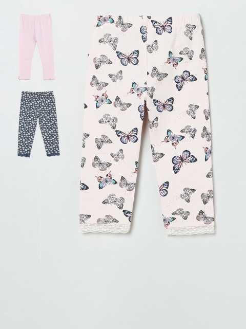 

max Girls Pack Of 3 Pink & Blue Printed Leggings