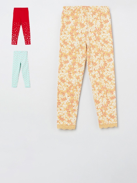 

max Girls Pack Of 3 Printed Ankle-Length Leggings, Yellow