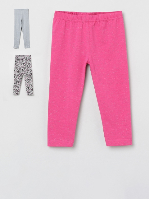 

max Girls Pack Of 3 Printed Leggings, Pink