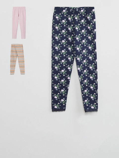 

max Girls Pack Of 3 Printed Leggings, Blue