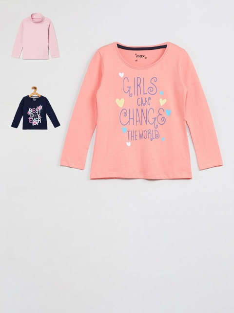 

max Girls Pack Of 3 Printed Tops, Orange